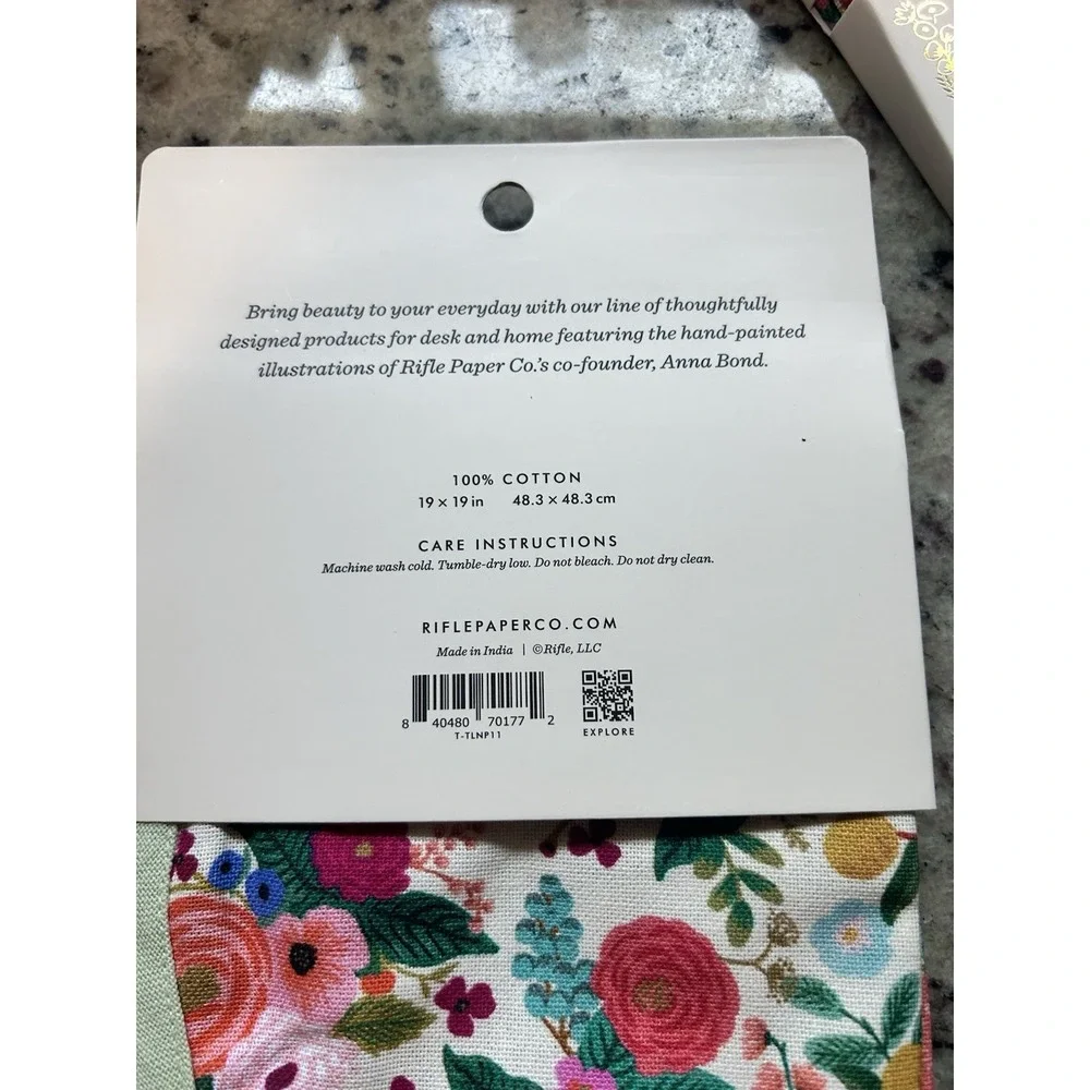 Rifle Paper Co Garden Party Floral 100% Cotton Napkins Set of 8 Summer Spring